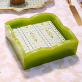 Green Palm Acrylic Scalloped Cocktail Napkin Holders, SumnerEdit