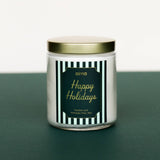 Happy Holidays - Holiday Christmas Candle - 9oz Clear