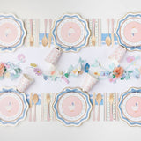 ELEGANT BLUE & GOLD BOW DINNER PLATES