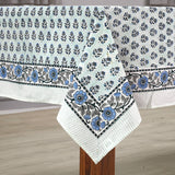 Poppy Blue Block Print Tablecloth 60x60