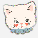 Clementine Kitty Cat Vintage Glossy Die Cut Glitter Sticker