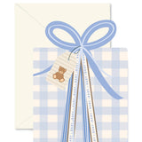Blue Gingham Baby Gift Die-Cut Greeting Card