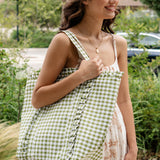 Gingham Ruffle Tote Bag