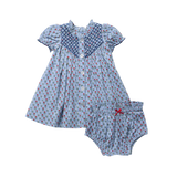 Baby Girls Lucia Dress Set- Light Blue Carnations