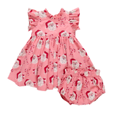 Baby Girls Jennifer Dress Set- Pink Candy Cane Santa