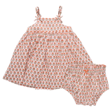 Baby Girls Tia Dress Set- Pink Prairie Block Print