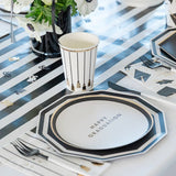 BLACK AND WHITE DECAGON DINNER PLATES