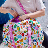Quilted Weekender Duffle Bag | Lucky Vibes White