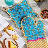 Blue Pot Holder & Oven Mitt