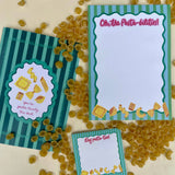 Oh, the Pasta-bilities! Punny Pasta Striped Notepad 5x7