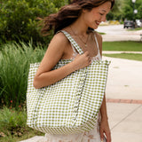 Gingham Ruffle Tote Bag