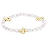 Beaded 4MM Gold Signature Cross 4MM Pearl