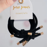 Bess Black Hair Ties- set of 5