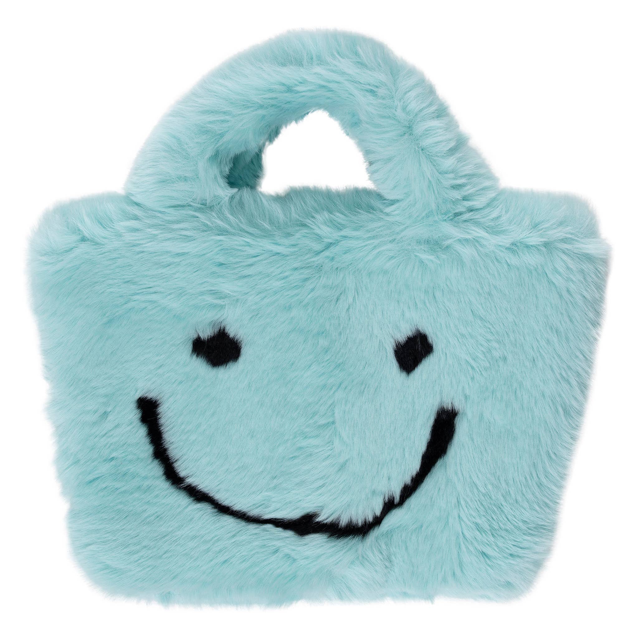 Faux Fur Fuzzy Happy Face Purse