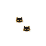 Black Cat Screwback Stud Earrings