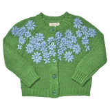 Girls Blossom Sweater- Blue Flower Embroidery