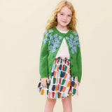 Girls Blossom Sweater- Blue Flower Embroidery