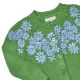 Girls Blossom Sweater- Blue Flower Embroidery