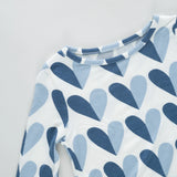 Baby Bamboo Romper- Blue Half Hearts