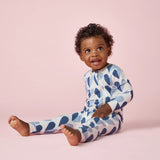 Baby Bamboo Romper- Blue Half Hearts