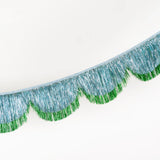 Blue Tinsel Scallop Garland