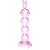 Candle Holder Glass 4 Bubbles Luster- Pink