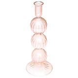 Candle Holder Glass 3 Bubbles Luster- Pink