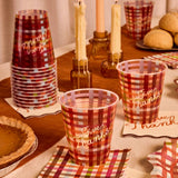 Give Thanks Plaid Cups