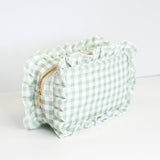 Gingham Ruffle Frilly Makeup Bag