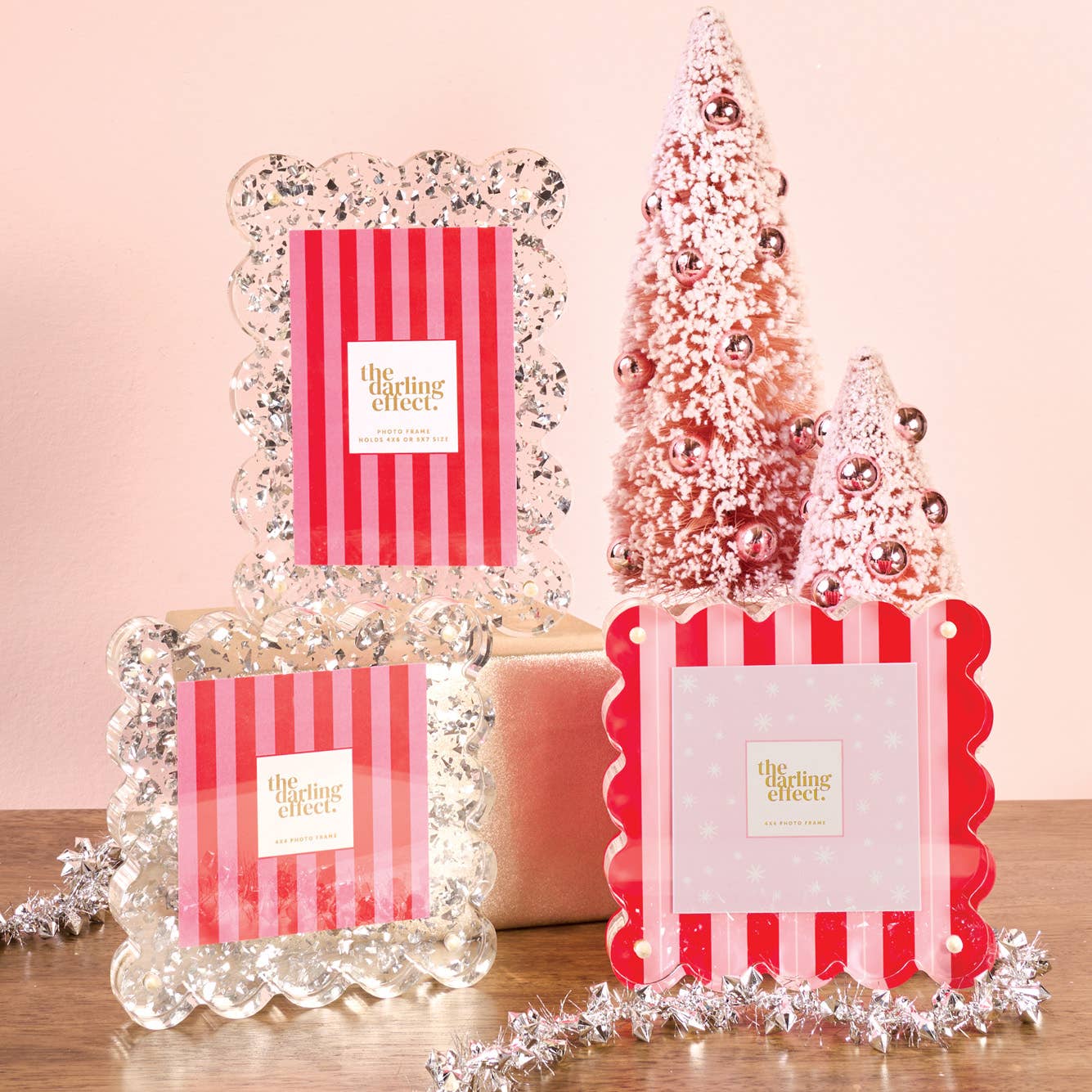Rectangular Peppermint Rectangle Scalloped Acrylic Frame-Peppermint Stripes – Love of Character