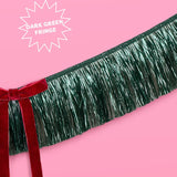 Xmas Bow Banner - fringe + velvet bows