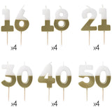 White & Gold Milestone Candles Set | Cake Candles |