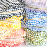 Gingham Ruffle Frilly Makeup Bag