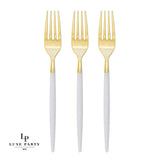 Chic Round Clear and Gold Forks | 32 Pieces