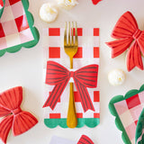 Plaid Napkin with Bow Paper Ring