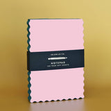 Mini Wave Shaped Notepad | Pink + Evergreen Edge