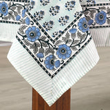 Poppy Blue Block Print Tablecloth 60x60