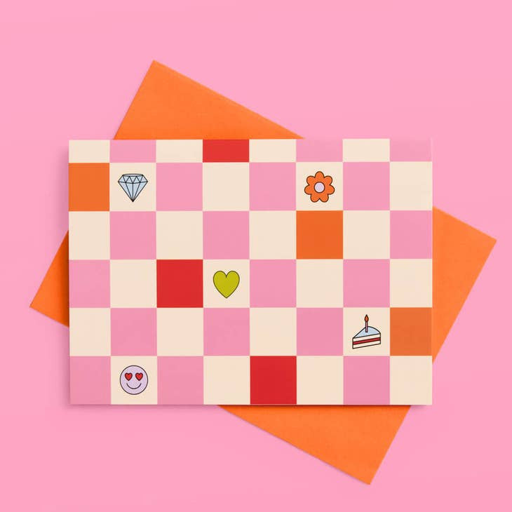 Basic Card Checkered Pattern Checkered Blank Card Set – Love of Character
