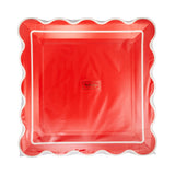 Red Scalloped Square Plate