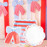 Blue & Red Striped Paper Plate - 9"