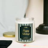Happy Holidays - Holiday Christmas Candle - 9oz Clear