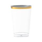 12 oz. Clear with Metallic Gold Rim Round Tumblers - 20 pcs