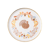 Fall Foliage Turkey Dessert Plates, Gold Foil (8)