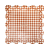 Rust Gingham Scalloped Square Paper Plates