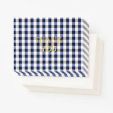 Navy Gingham Thank You Card