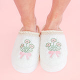 Patchwork Floral Platform Sole Embroidered Slippers