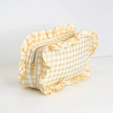 Gingham Ruffle Frilly Makeup Bag