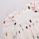 Girls Embroidered Brooke Dress- Christmas Lights