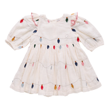 Girls Embroidered Brooke Dress- Christmas Lights