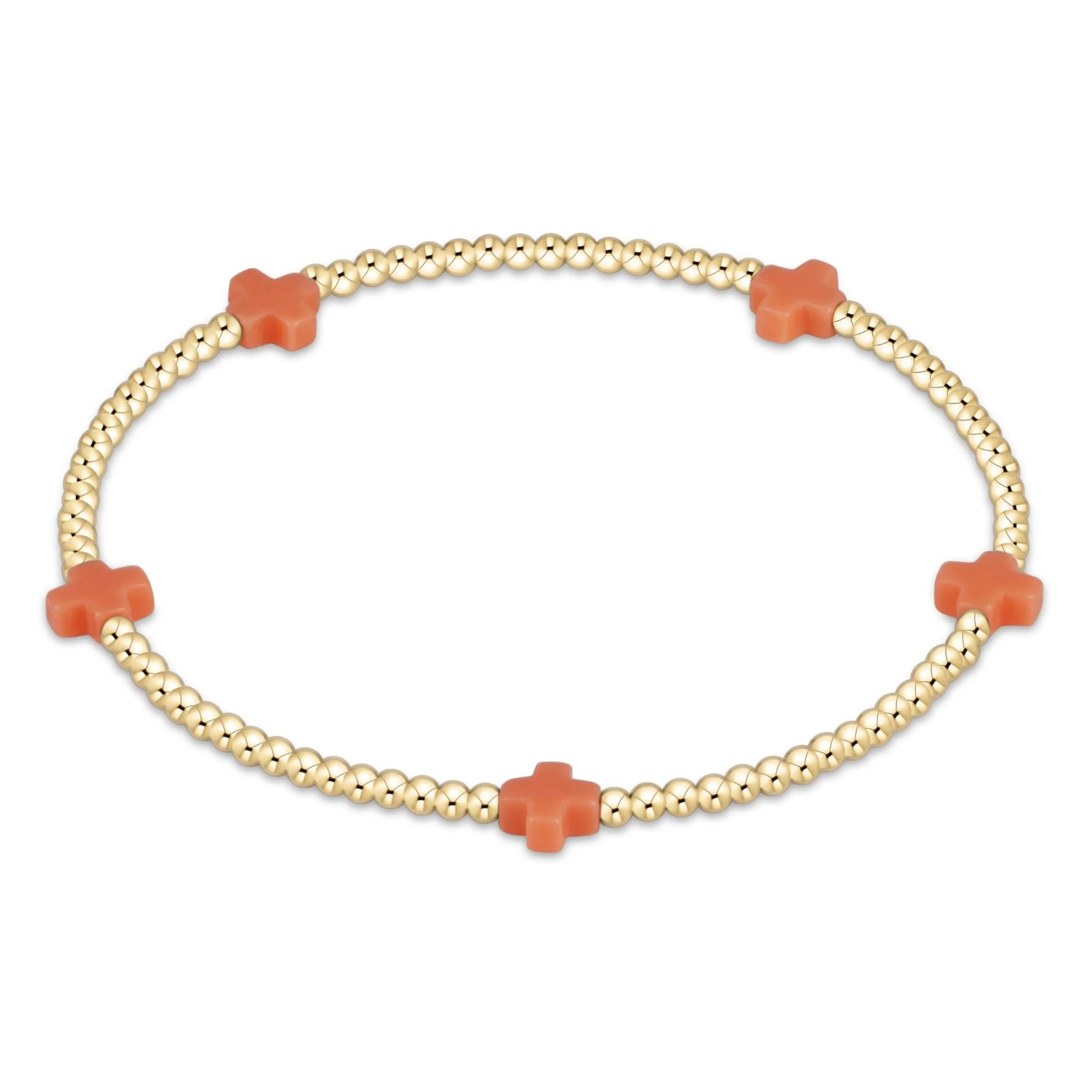 Small Signature Cross Gold Pattern Bracelet 2mm